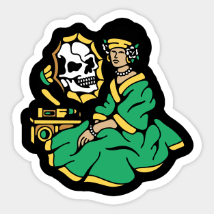 Lady gramophone skull Sticker